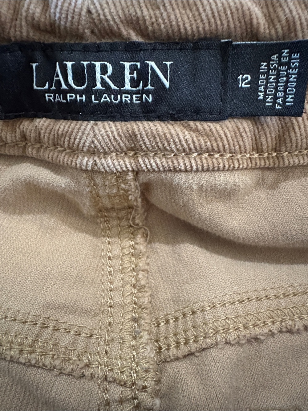 Lauren Ralph Lauren Tan Corduroy Pants Women’s Size 12 Stretch Straight Leg - Picture 5 of 8